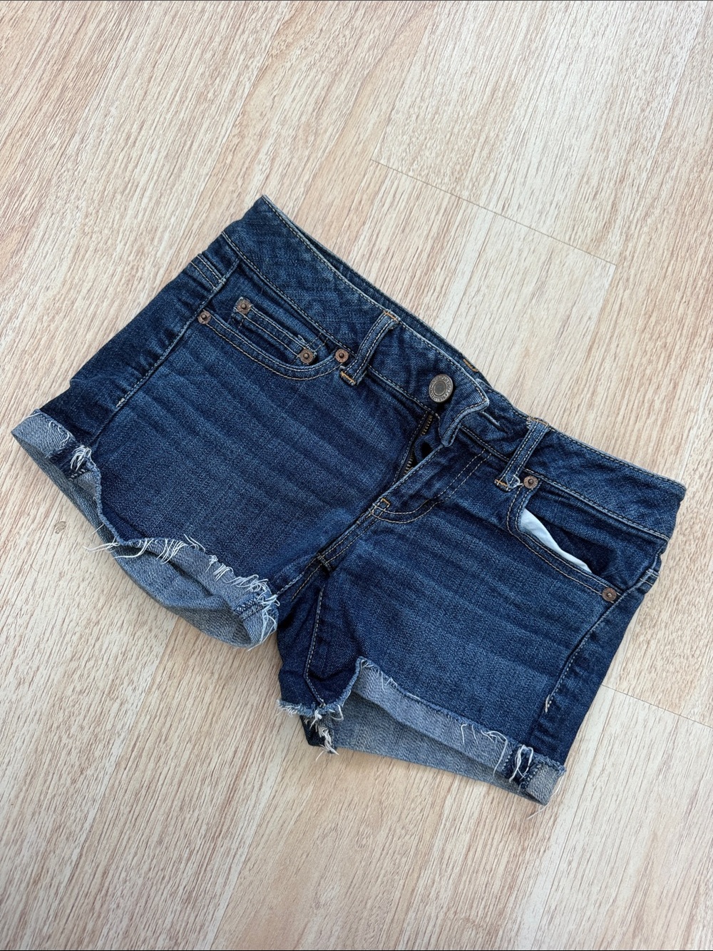 Dark Blue Denim Cutoff Shorts